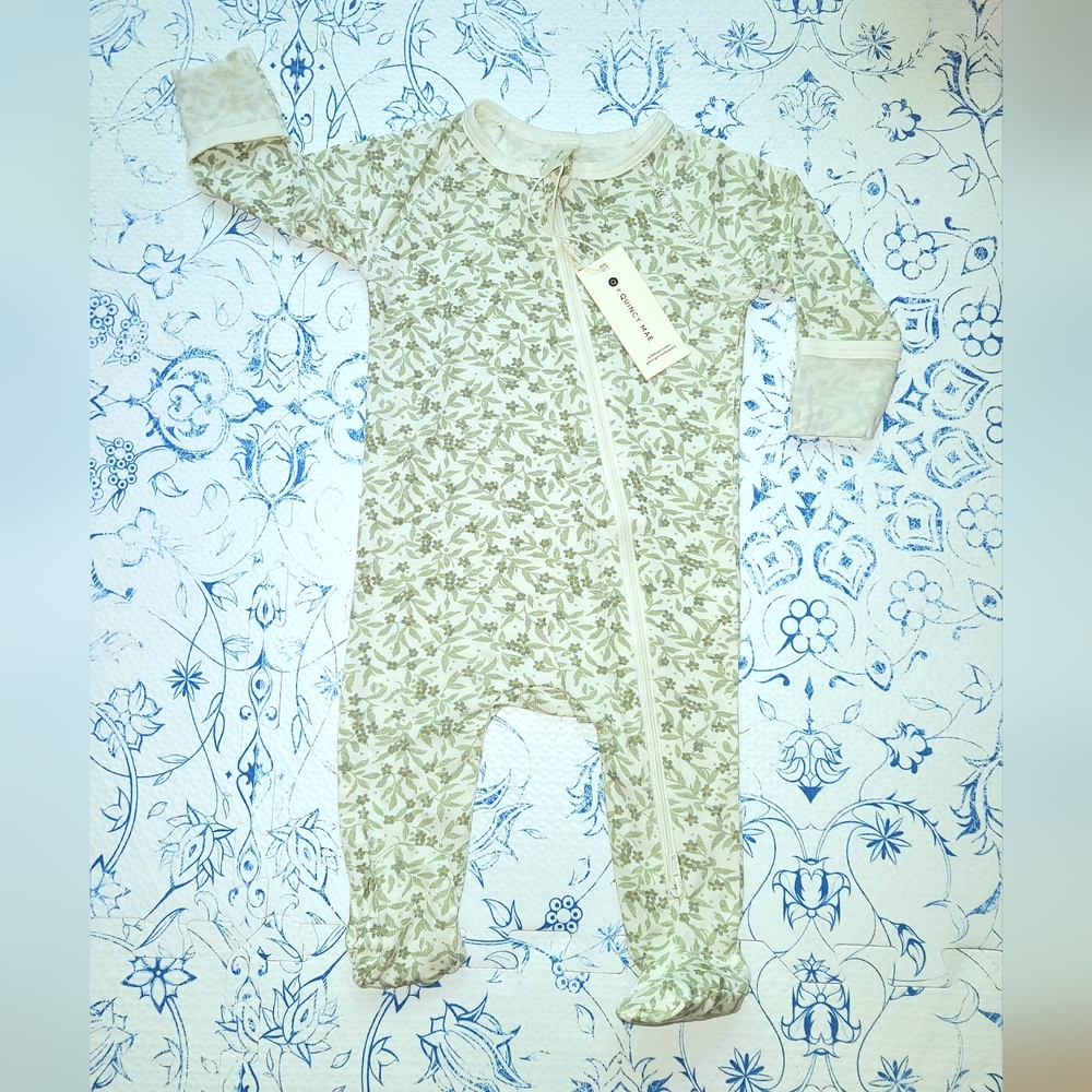 NWT Quincy Mae Organic Cotton Floral Zipper Pajama 3-6 months